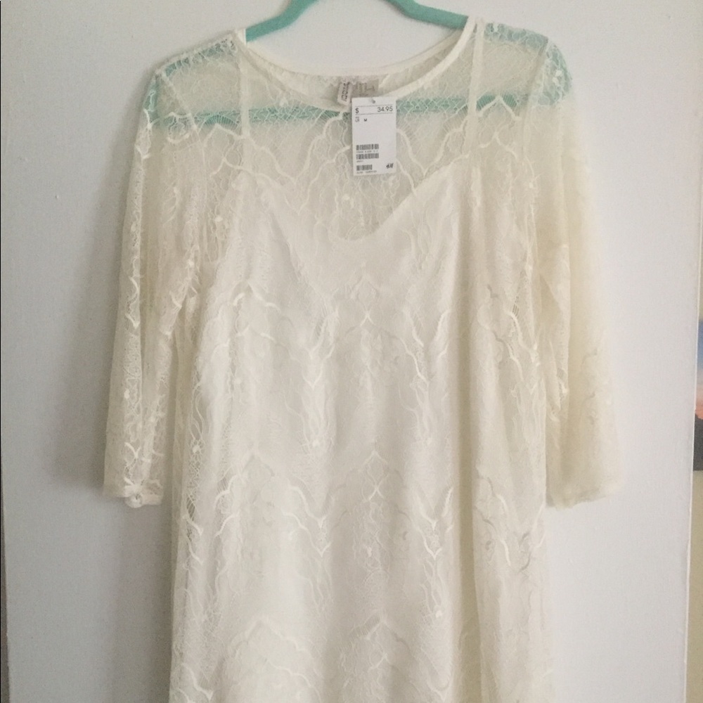 H&M Bridal Lace Shift Dress Off White M